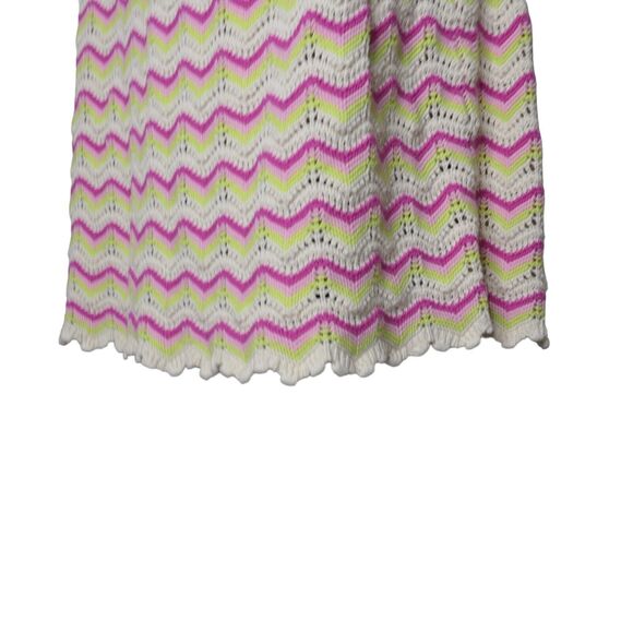 Torrid Women's Sz 6 Crochet Loose Knit Flutter Sleeve Zigzag Top Pink White EUC - Picture 4 of 16